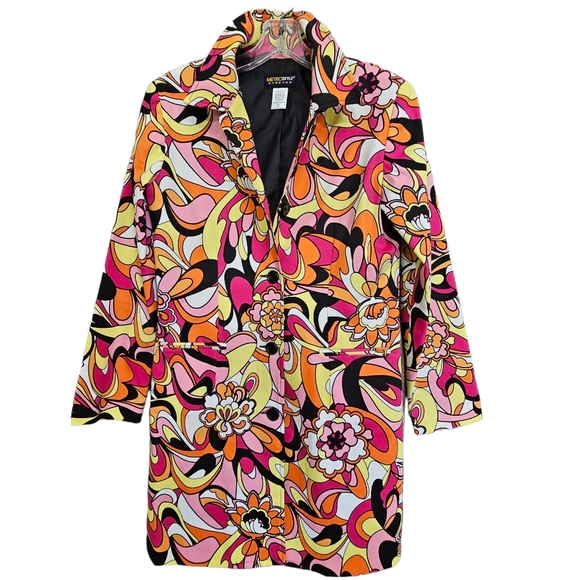 Vintage 90's Nwot Metrostyle Stretch Physcodelic Trench/Blazer - Picture 14 of 14